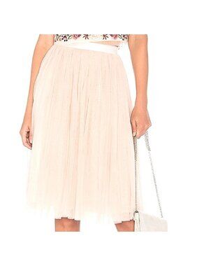 NEEDLE & THREAD Midi Length Ivory Tulle Skirt Anthropologie Size US 10